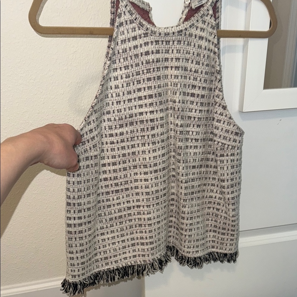 ZARA Stylish Tweed Fringe Hem Tank Top